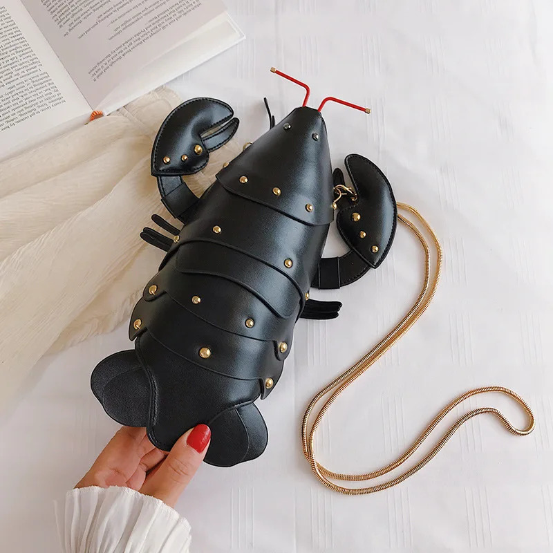 Lobster Shoulder Bag Mini Women Handbag 3d Cartoon Animal Shape Crossbody Bags Fashion Chains Messenger Bag 250314