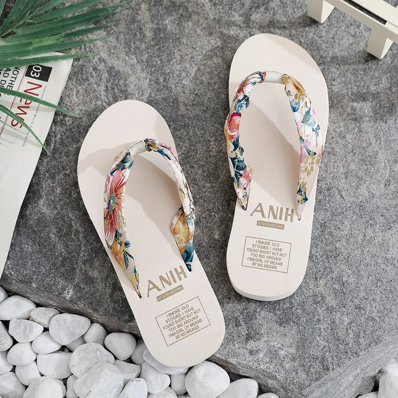 Women Summer EVA Slipper Bohemian Satin Ribbon Female Flip Flop 2024 Beach Simple Leisure Ladies Shoes Sandal Chaussure Femme 250314