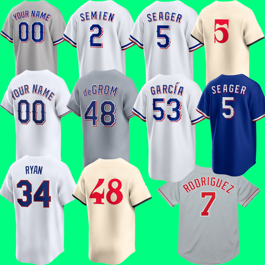 5 Corey Seager Baseball Jersey Adolis Garcia Marcus Semien Jacob deGrom Nathan Eovaldi Wyatt Langford Joc Pederson Kyle Higashioka Jack Leiter Jake Burger Josh Jung