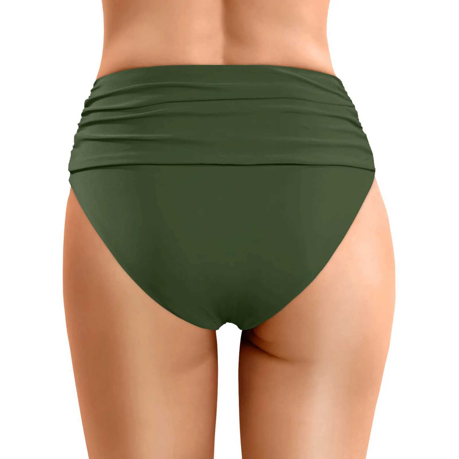 swimsuit women 2024 Women Plus Size High Waist Bikini Bottoms Swim Bris Beach Shorts Ruched Bottom High swimsuit womenXJ250315