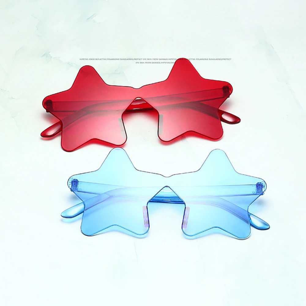 1Pc Framel Star Shed solid color glasses used for role-playing glasses cool disco glasses and womens fashion pentagonal sunglasses W250315