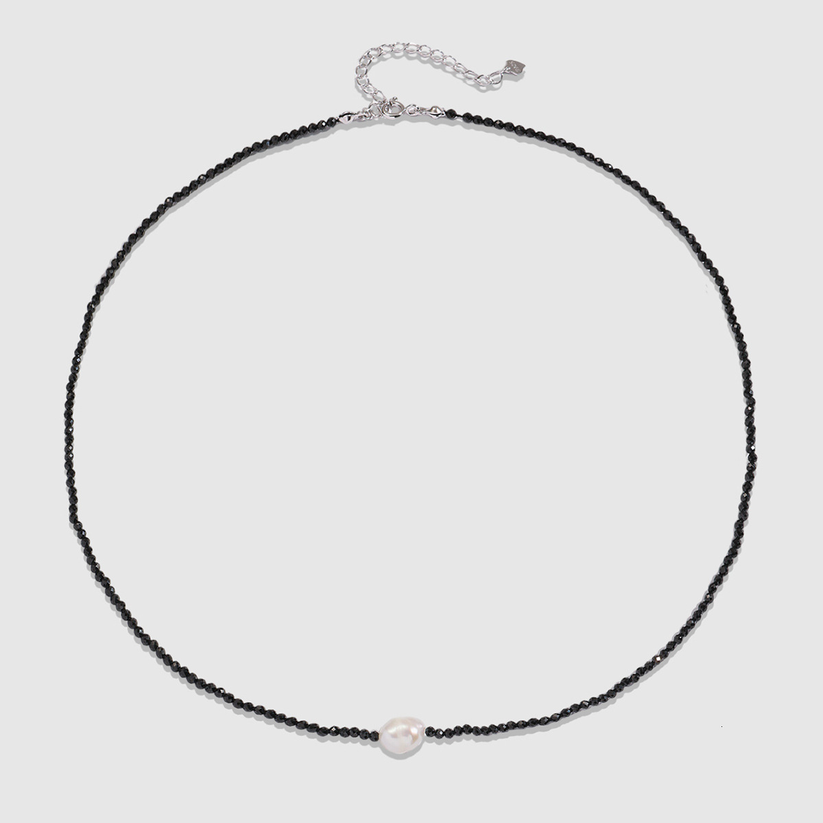 Necklace For Women Korea And Korea S925 Sterling Silver Ins Ethos Personality Black Crystal Fresh Water Pearl Necklace Collar Bone Chain Neck Ornament