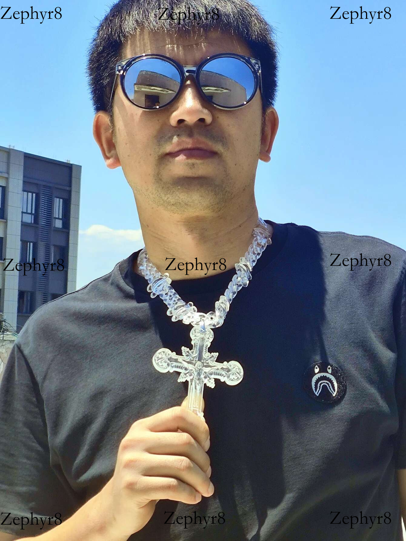 Transparent Acrylic Big Jesus Christ Cross Necklace Pendants Men Hip Hop Barbed Wire Cuban k Chain Choker Male Jewelry Gifts