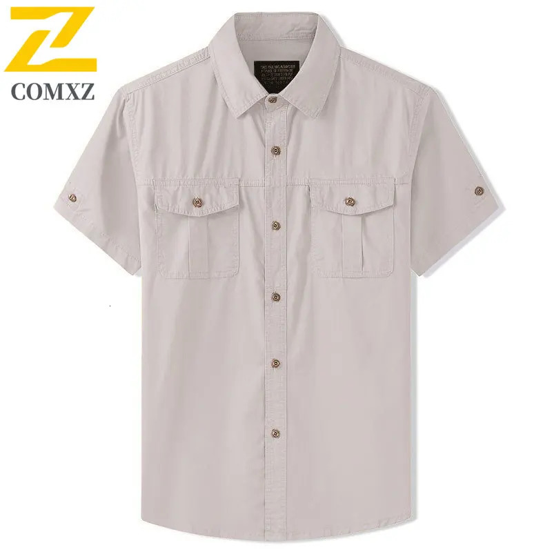 short sleeved mens summer highquality cotton comfortable breathable cargo shirt street Harajuku 250312