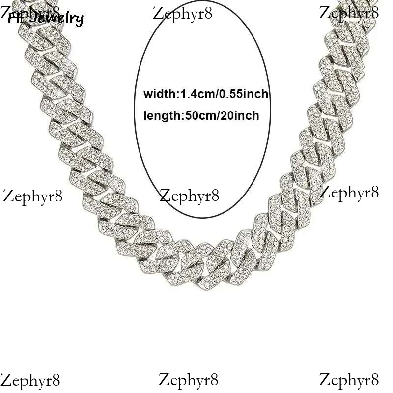 16/18/20/24inch k Hip Hop Iced Out P Chain 2 Row Rhie Paved Miami Rhombus Cuban Men Necklace