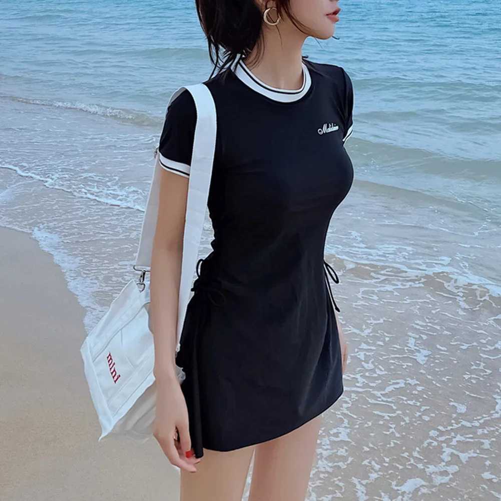 Profional swimsuit one-piece ski board with belt side drawstring swimsuit hot spring swimming pool eco-friendly bikiniXJ250315