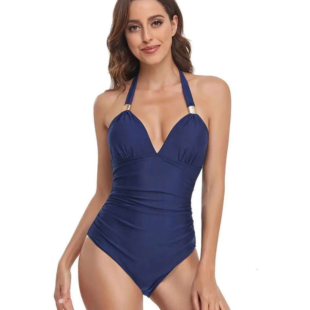 Women's high waisted sleeveless padded swimsuit one-piece set, women's bikini set, breathable and washable women's swimsuit