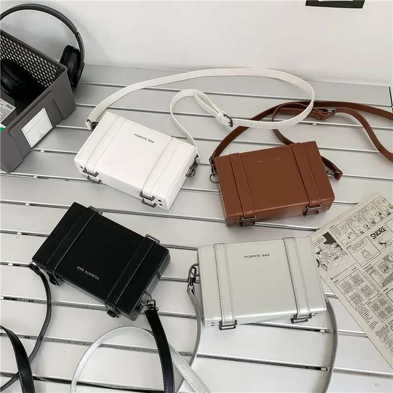 2025 new men's designer fashionable small shoulder unisex phone bag street wear men's personality box luggage shape crossbody bag