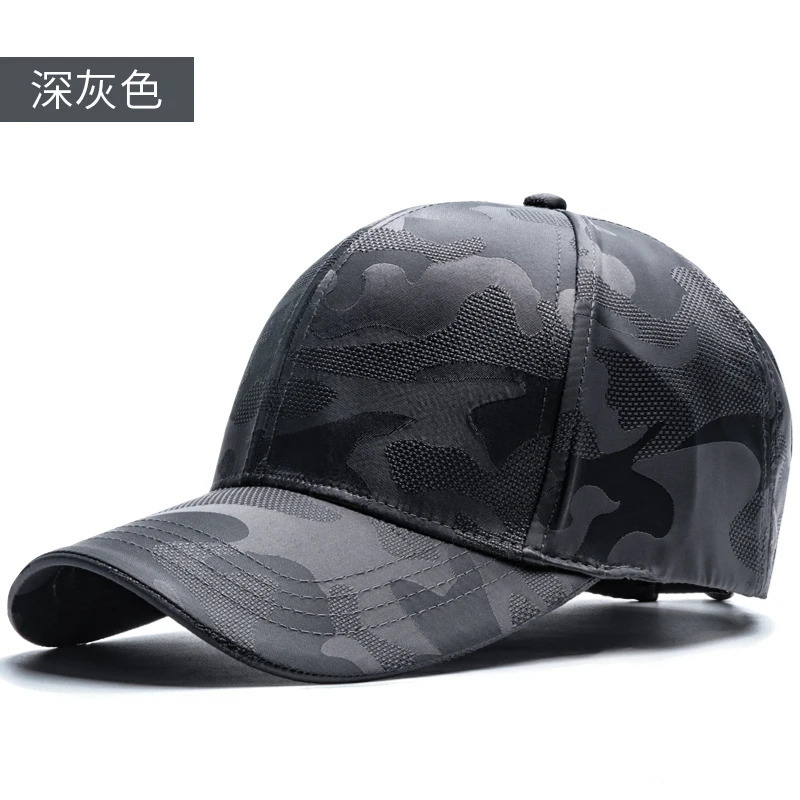 Mens black camouflage big head plus size baseball cap Korean fashion lightweight breathable sun hat 55-60cm 60-65cm 250314