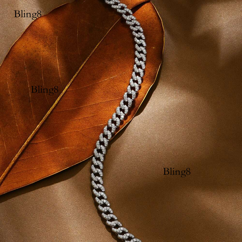 ATTAGEMS S Sier Moissanite Cuba Chain for Man Women Gold Plated Full D VVS1 Color Tennis Bracelets Top Quality Jewelry