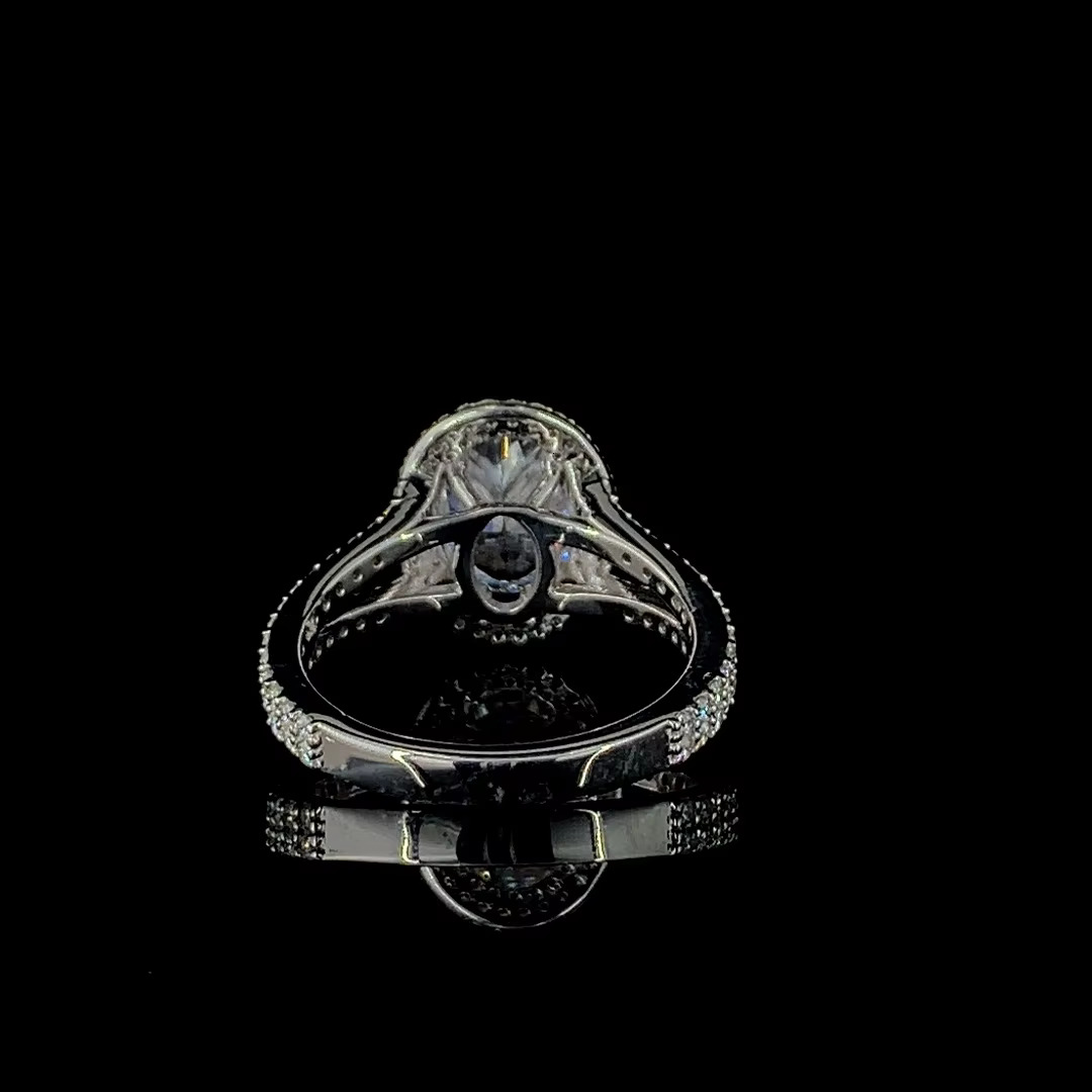 2.5ct Oval Halo Engagement Moissanite Diamond Ring Fine Quality White Gold Split Shank Parties Valentines Day Fancy Oval Cut