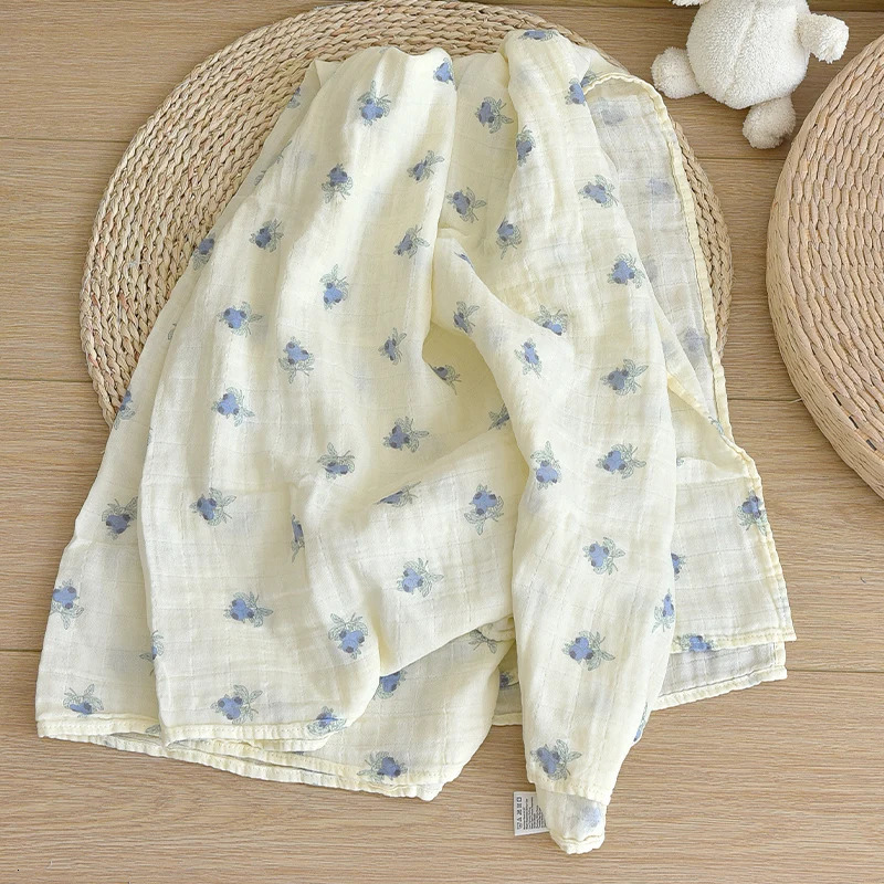 Cherry Lemon Blueberry Muslin Baby Swaddle Blanket for Boys Girls born Cotton Gauze Swaddling Wrap Receiving Blanket Unisex 250314