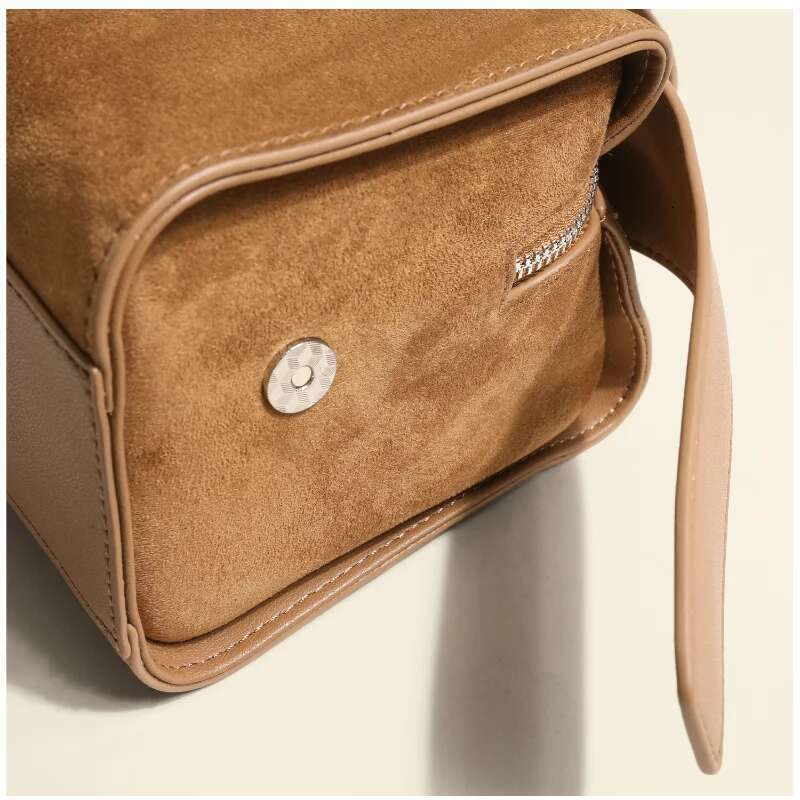 New Collection Coffee Color Pillow Tote 2 Sizes Matte Suede Cow Leather Women Shoulder Bag Daily-Use Winter Handbag