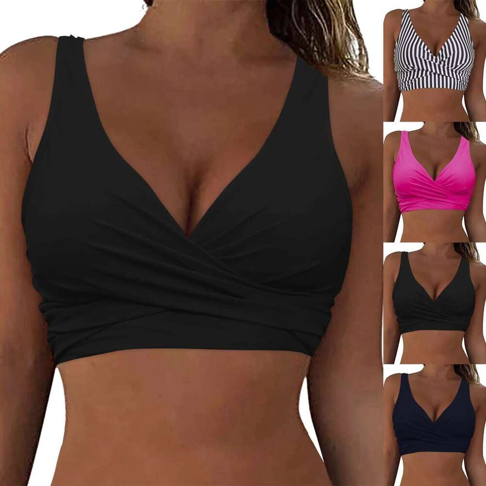Girls' swimsuit, padded, women's swimsuit, lace up, high frame, full coverage, bikini top, women's push up swimsuit with shorts