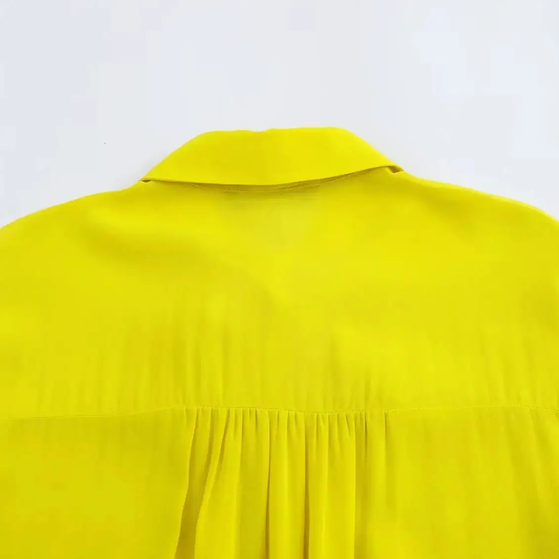 ZBZA Women Bow Tie Loose Shirt Lapel Long Sleeves Single-breasted Solid Color Casual Patchwork Top Spring Summer Chic Shirt 250310