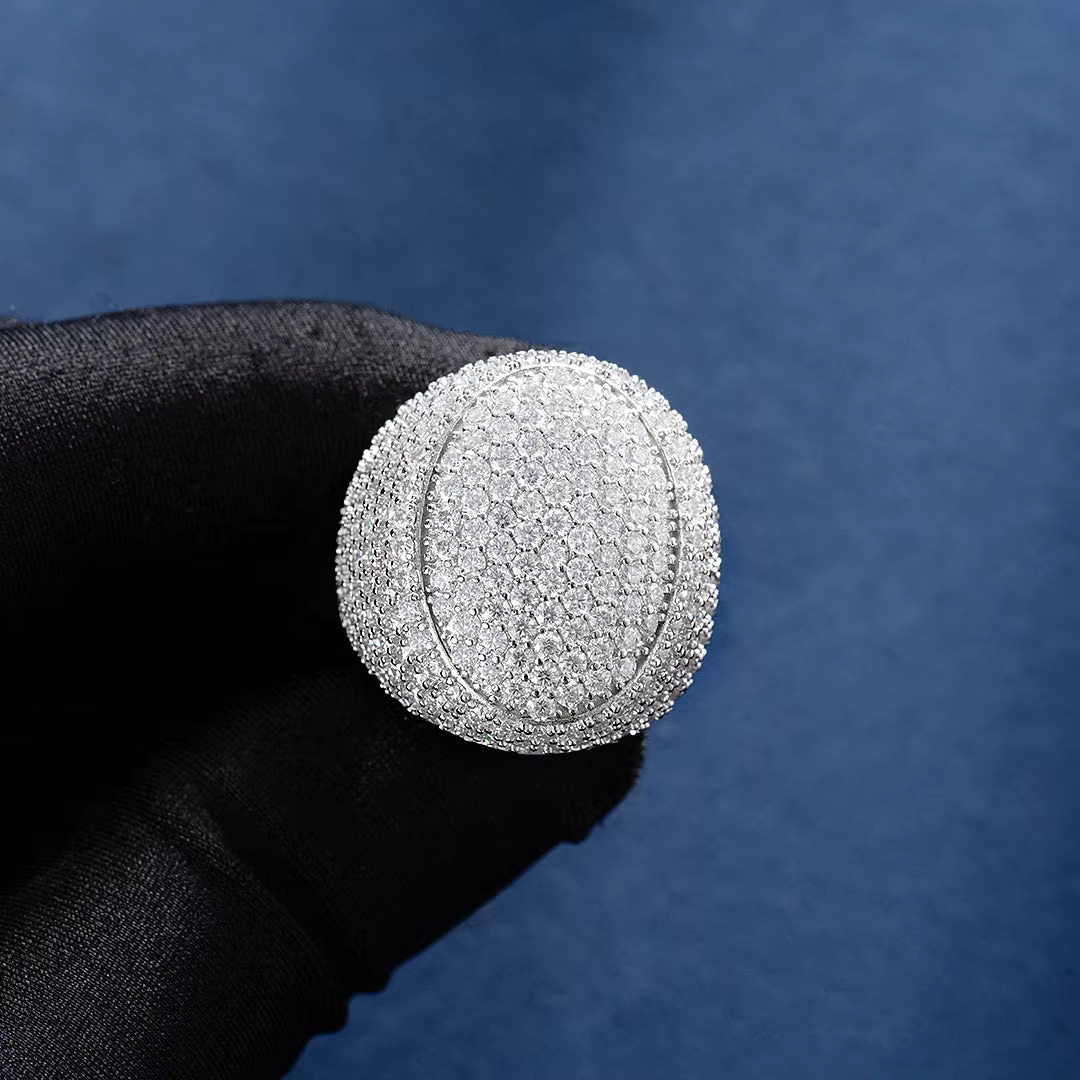 Limited Edition Large Oval Moissanite Ring Unique 10KT-14KT Gold Plated Silver Hip Hop Jewelry for Any Occasion