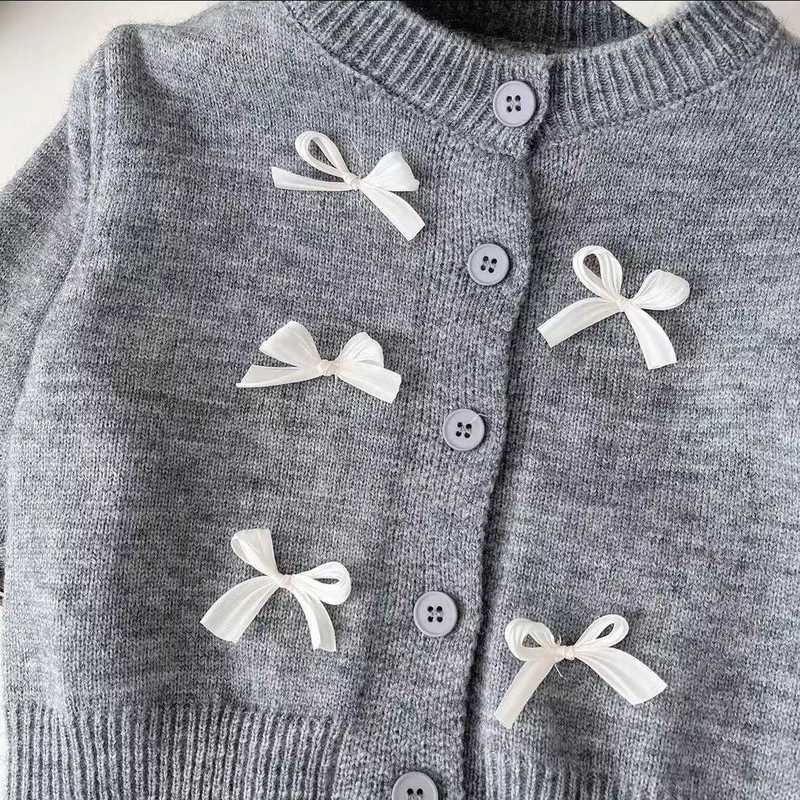 Girl's Dresses Girl's Spring and Autumn 2025 New Style Children's Knitted Cardigan Cartoon Tank Top Polka Dot Wide Leg Pants Set