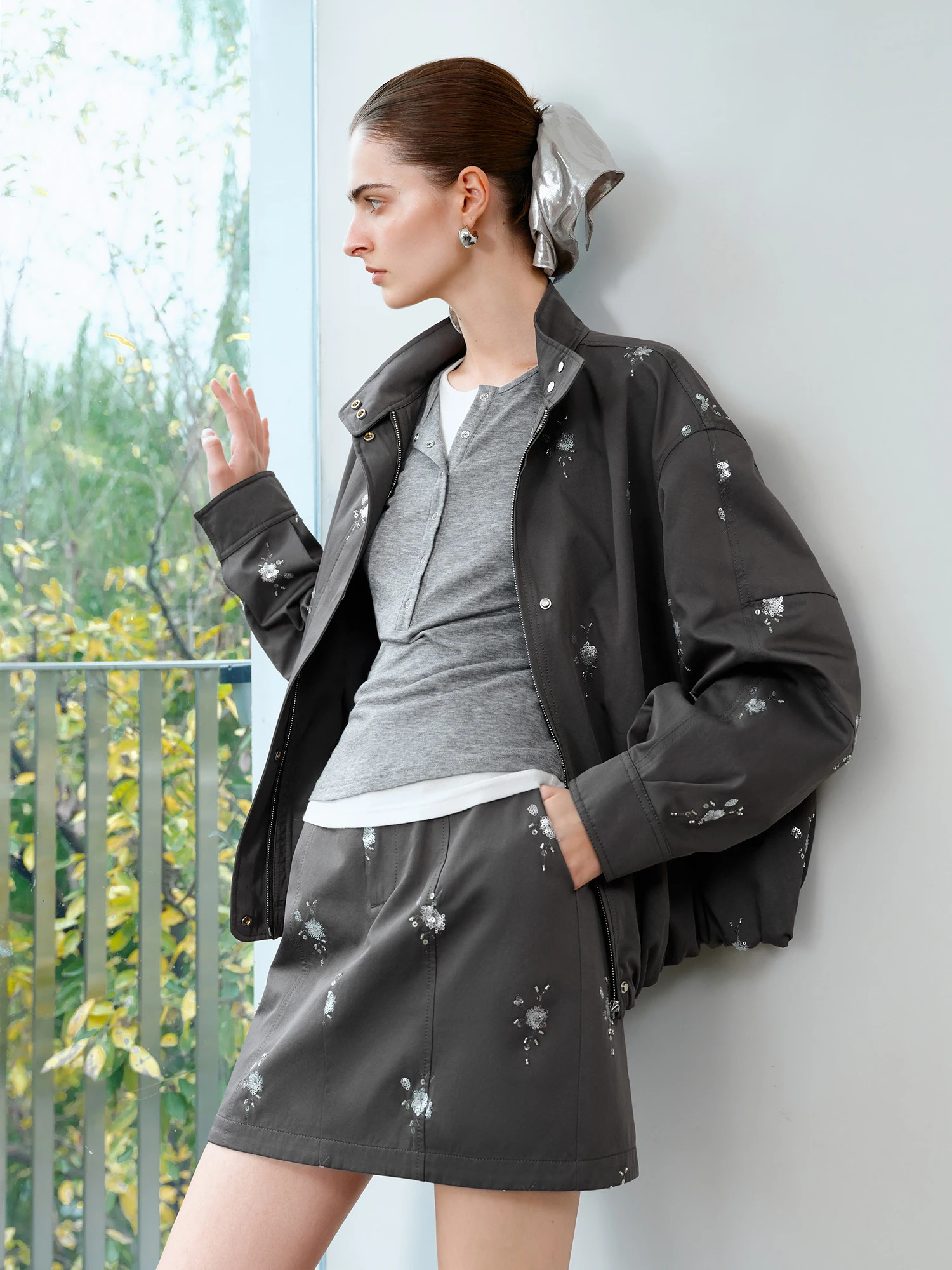 FSLEPremium Series Sequined Short Jacket Skirt Set n Chic For Women Year Style 25FS11124 250310