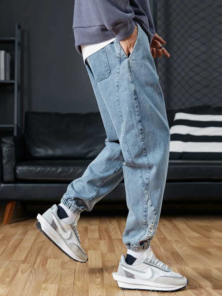 Big Size Mens Jogger Jeans 6XL 7XL 8XL Streetwear Black Blue Casual Denim Cargo Pants Stretch Cotton Taper Jeans Baggy TrousersT250315