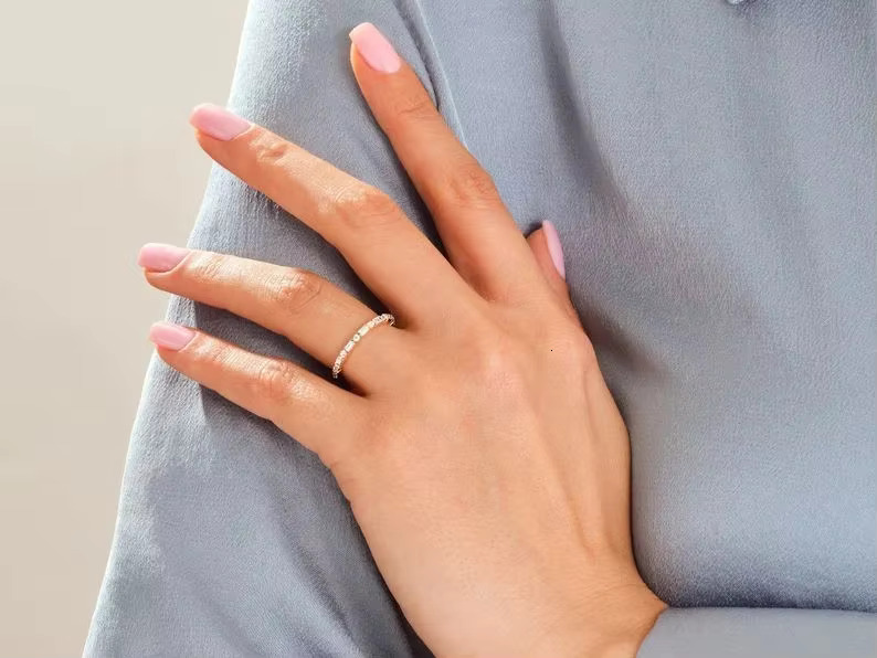Diamond 14k 18k Solid Gold Eternity Wedding Ring Hot Selling Wholesale Pearl Engagement Ring for Women Men Moissanite Rings