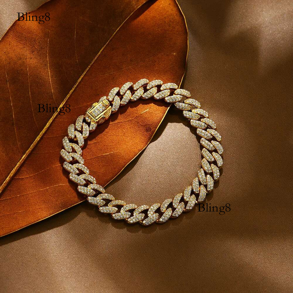 ATTAGEMS S Sier Moissanite Cuba Chain for Man Women Gold Plated Full D VVS1 Color Tennis Bracelets Top Quality Jewelry