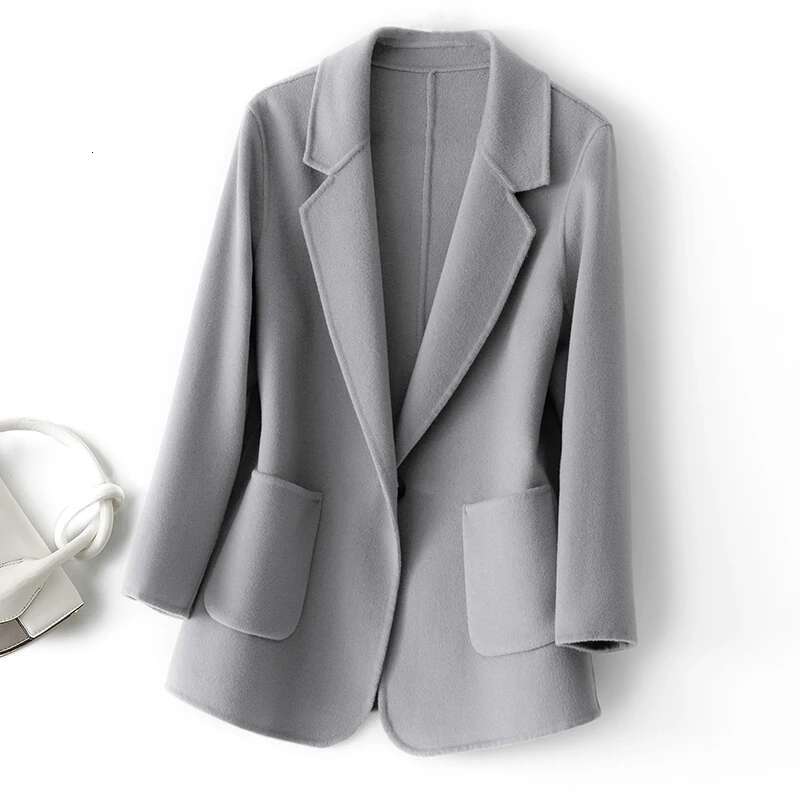 2024 New 100% Pure Wool Plaids And Tweedst Fashion Camel Women's Elegant Trench Coat