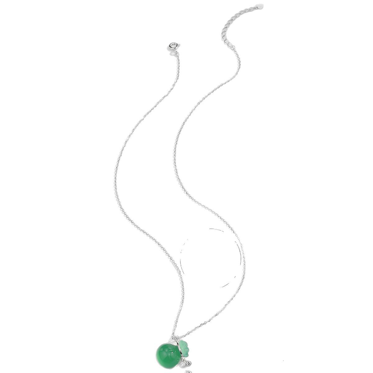 S925 Necklace Female Network Red Emerald Chalchalide Lucky Bag Zircon Small New Design Sense Sterling Silver Temperament Necklace