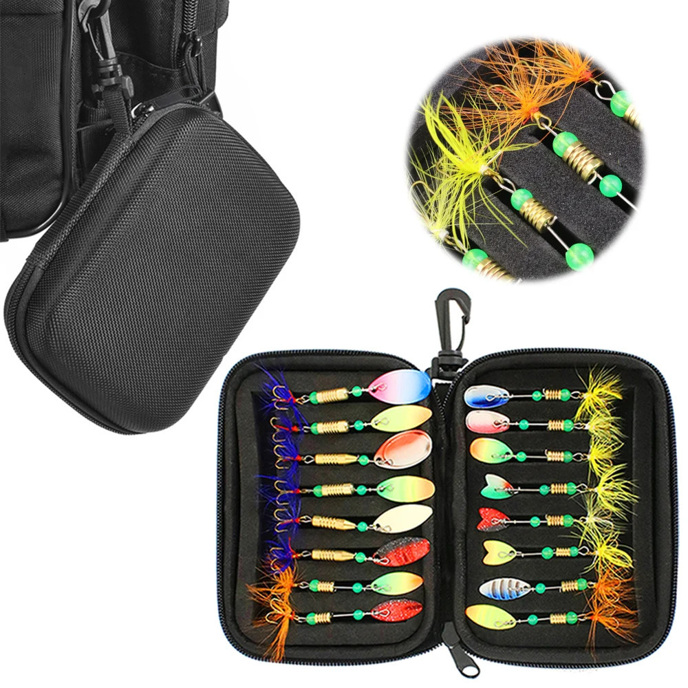 16pcs Fishing Spoons Lures Metal Baits Set for Trout Bass Casting Spinner Fishing Bait with Storage Bag Case 250314