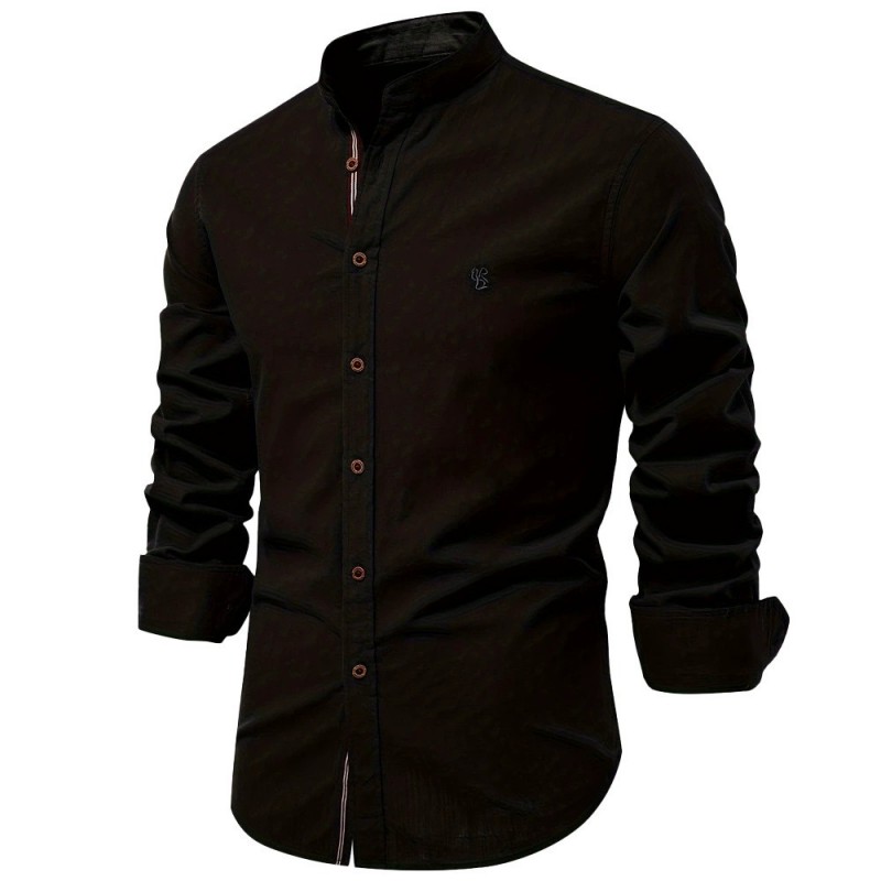 Spring and summer new tide models men's pure cotton linen casual fashion button down shirt long-sleeved dress shirt m084