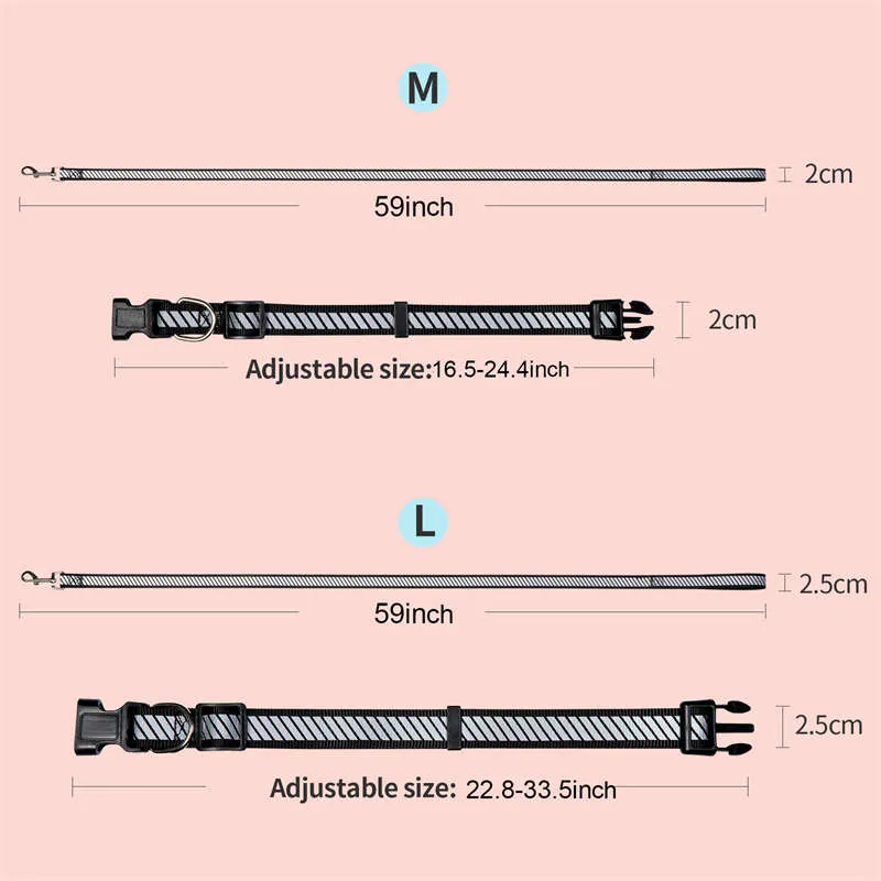 Running Dog Collars Leashes Adjustable Clip-on Durable Rope Outdoor Pet Cats Leash Safety For Night Walking With Lovely Puppy Car Travel Harnesses LL