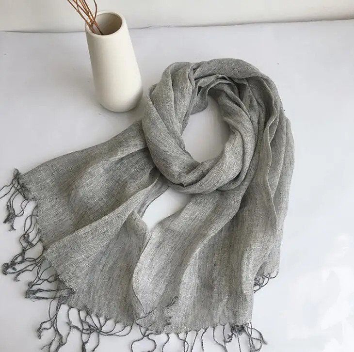 100% linen spring/summer unisex scarf Echape Muslim headscarf Foulard Shawls tie dye scarf womens/mens Sjaal scarf 250314