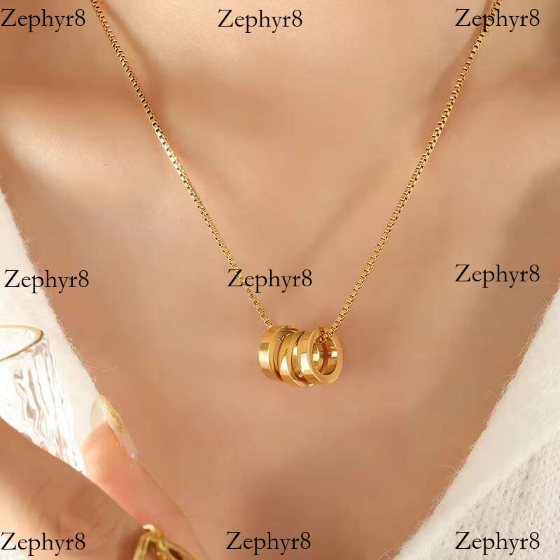 2025 model New Fashion Punk Design 316L Stainless Steel Ring Square Pendant Double Layer Chain Necklace Women P1380