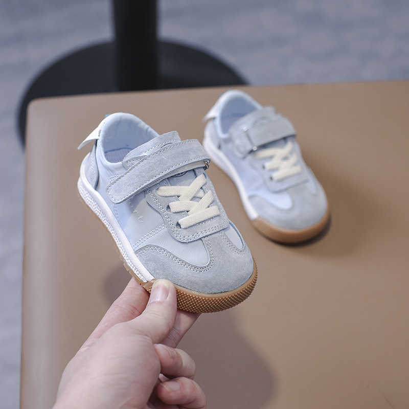 Athletic Outdoor Girls shoes anti slip soft sole Velcro casual shoes boys sports shoes fashionable board shoes breathable leather training shoesY25031