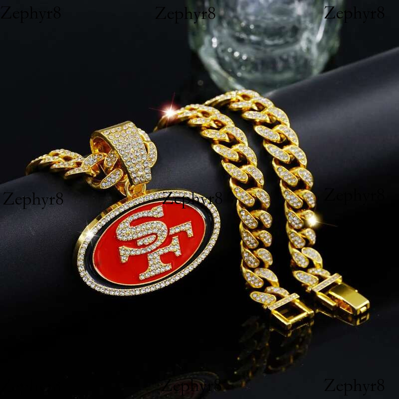 2025 New model Personality Ellipse SF Hip Hop Pendant Football Necklace Punk Cuban Chain Bg Man Woman Iced Out Cool Jewelry Gifts