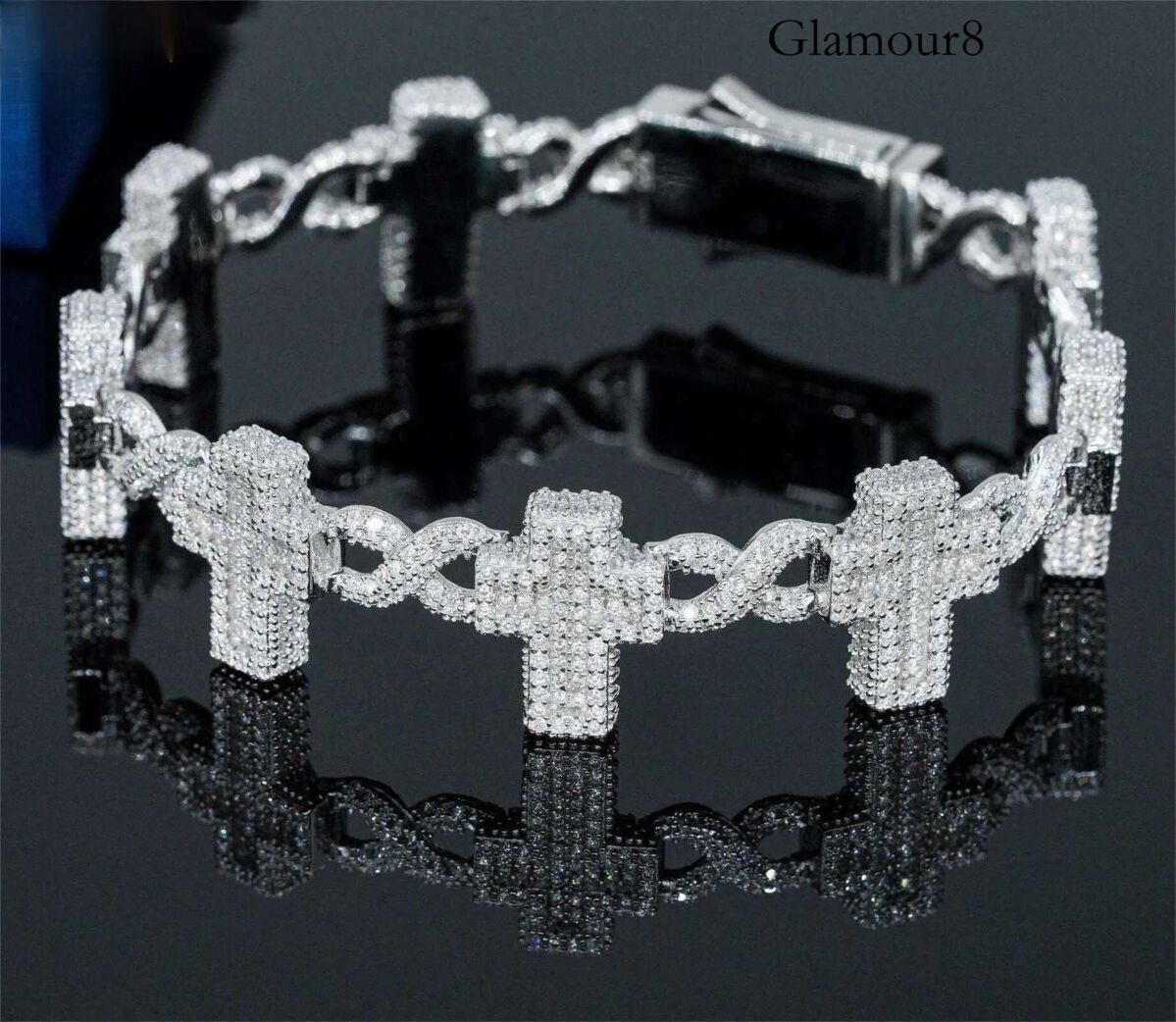 DE Fancy Dazzg Moissanite Fashion Fine Jewelry Striking Brilliance Sterg Sier 16mm Cross Charm Chain Necklace