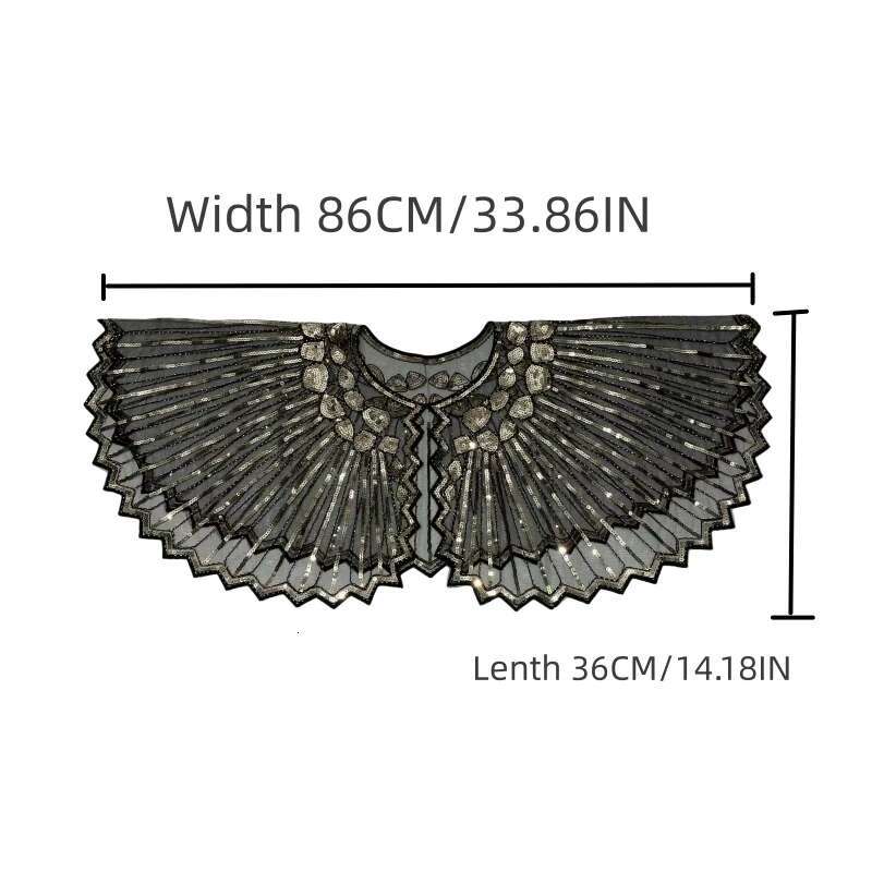 Vintage 1920S Flapper Shawl Sequin Cape Beaded Decoration Gatsby Party Mesh Short Cover Up Dress Accessory