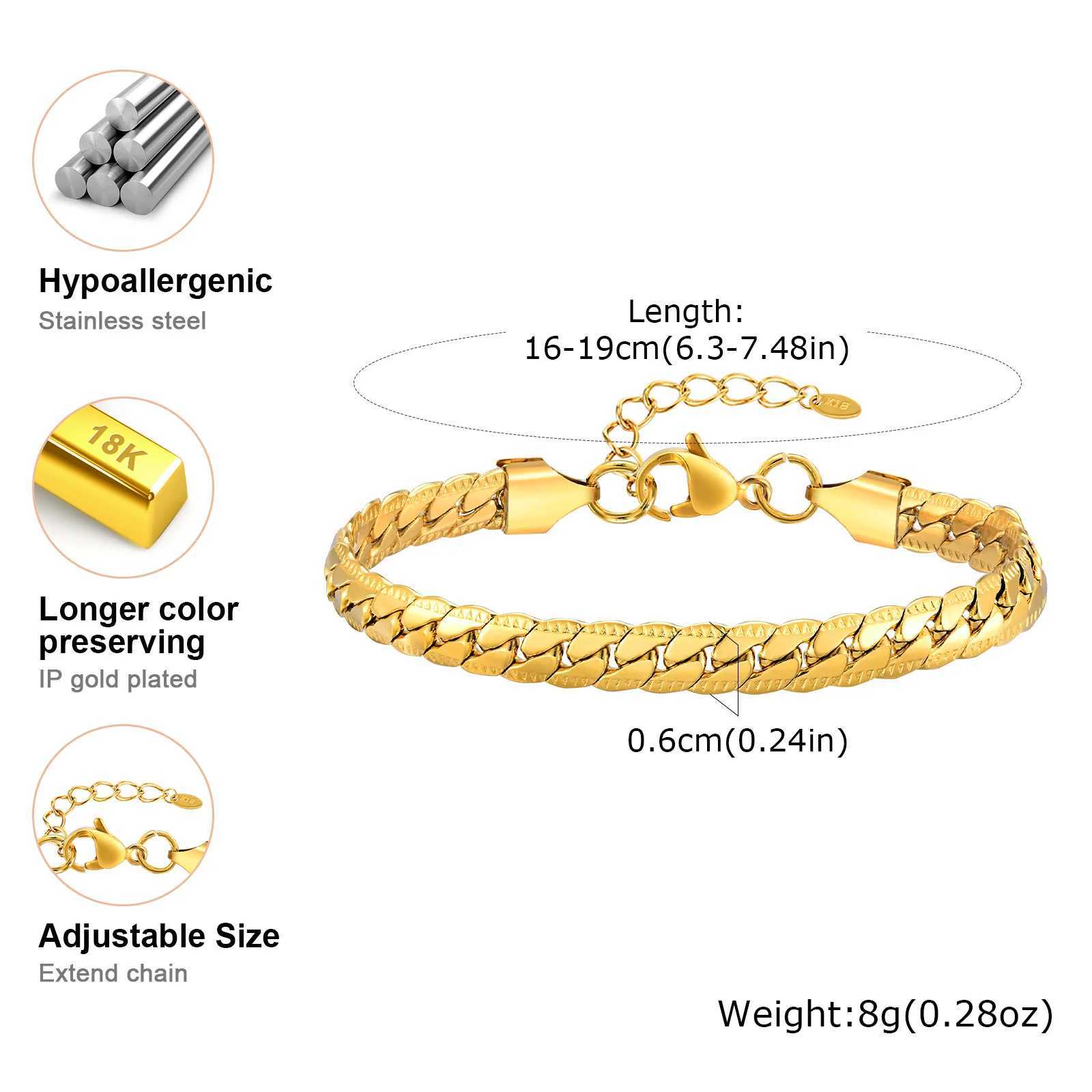 18k gold-plated Cuban chain bracelet stainless steel wrist chain bracelet stackable jewelry braceletXJ250315