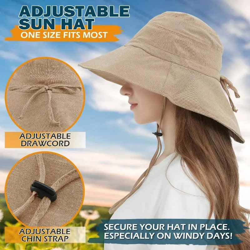 Womens visor with neck flap UPF 50 UV protection wide brimmed packable cotton cap Fishing Hiking Garden Beach 250314
