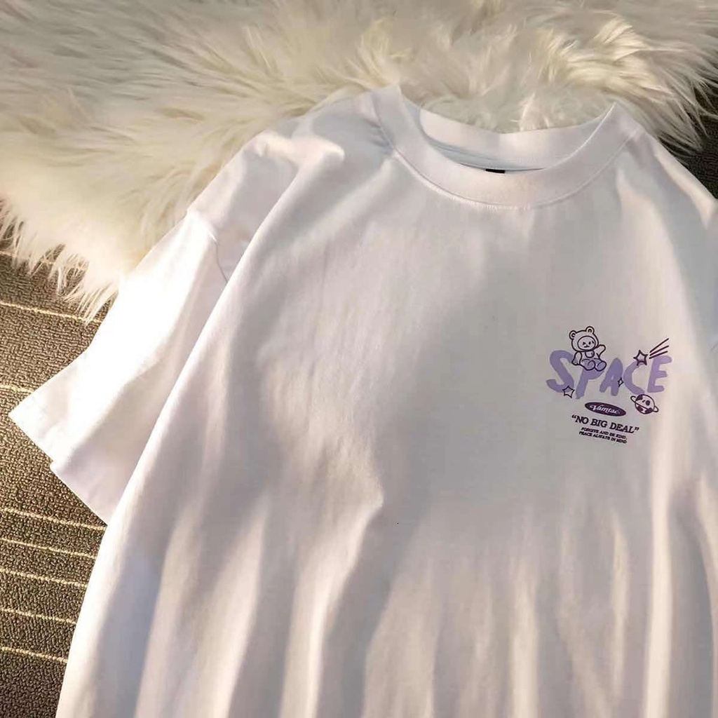 Designer Original Fashionable Short Sleeved Women's T-shirt 2025 Summer College Student Printed Top College Style Bear Graffiti Loose Sportswear