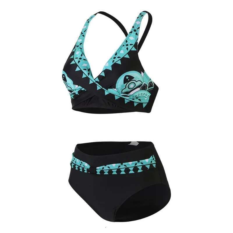 Hawaiian print 2-piece swimsuit, high waisted underwear, vintage style, bikini, women's, beachwear, new collection