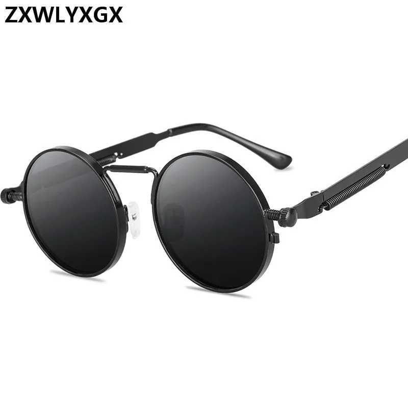 Retro punk style sunglasses mens retro round metal frame womens sunglasses fashion glasses Gafas sol mujer UV400 W250315