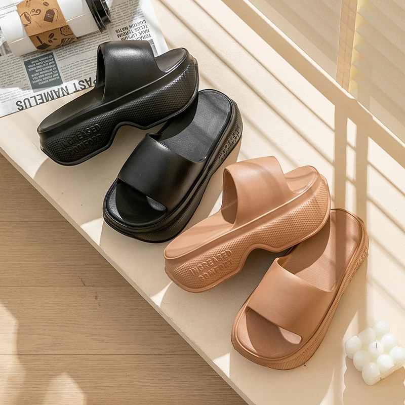 6cm Chunky Platform Wedges Sandals Women Summer Waterproof Thick Sole Beach Slides Slippers Woman Soft Eva Slippers Flip-Flops250314bj