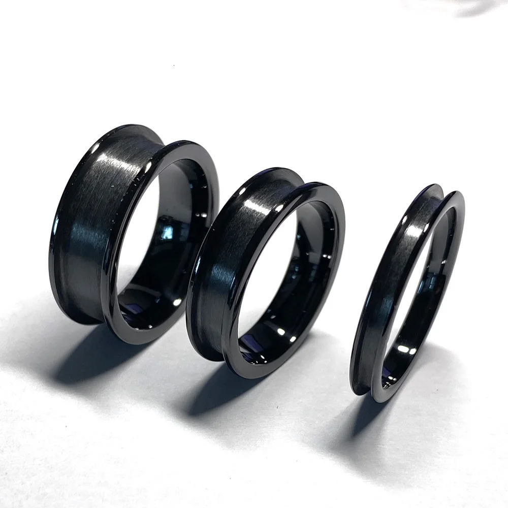 Wholesale Waterproof Anti-scratched Jewelry 8mm 6mm 3.2mm Rounded Edges 1 Black Ceramic Ring Core Blanks for Inlay 250310