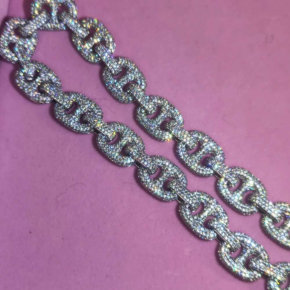 16mm Full Pave Shiny Zircon Miami Iced Out Pig Nose Chunky Cuban k Choker Hip Hop Fashion Necklace Drop Shipping
