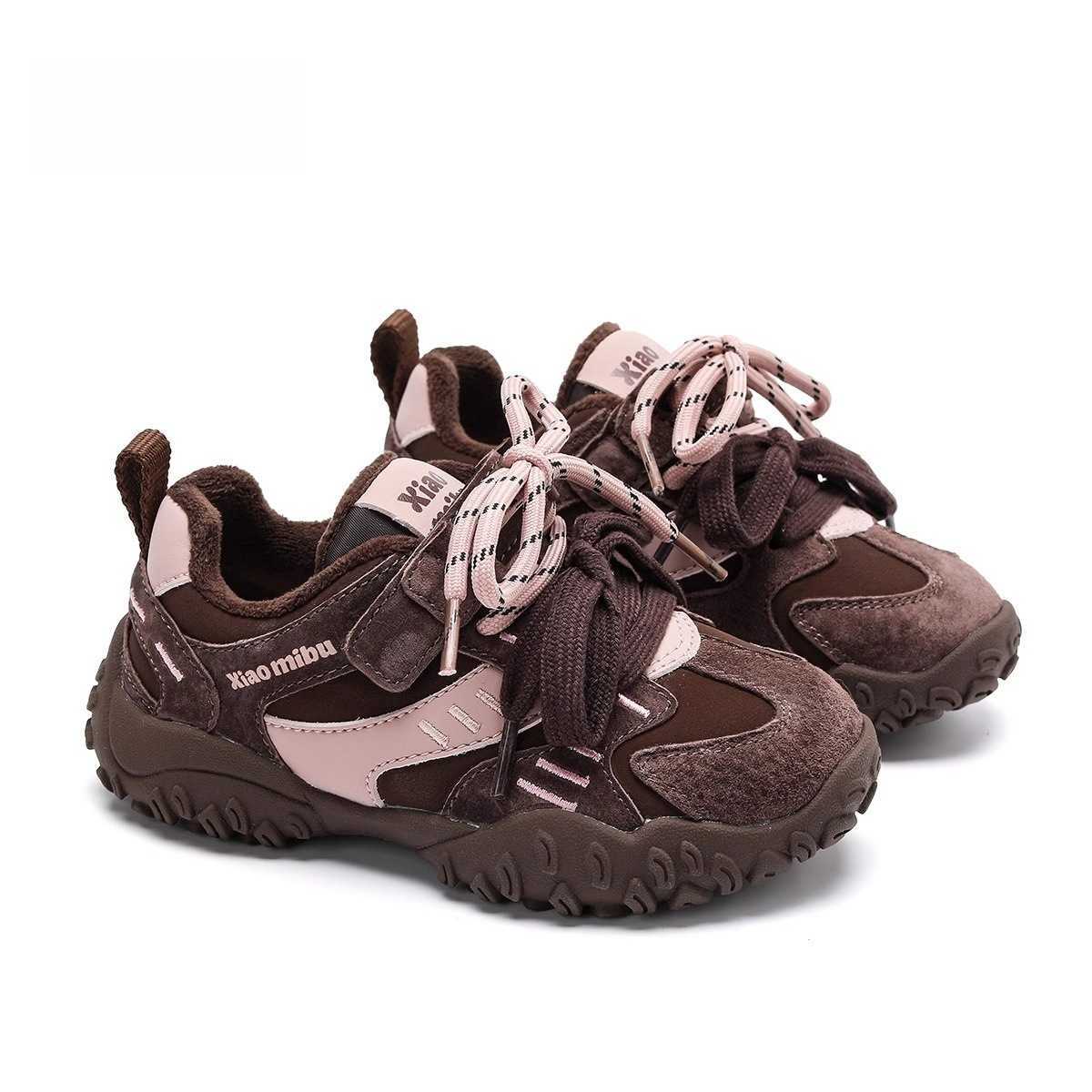 Athletic Outdoor Girls sports shoes 2025 winter new style with plush dad shoes two cotton childrens casual shoes boys thick childrens shoesY2503146K92