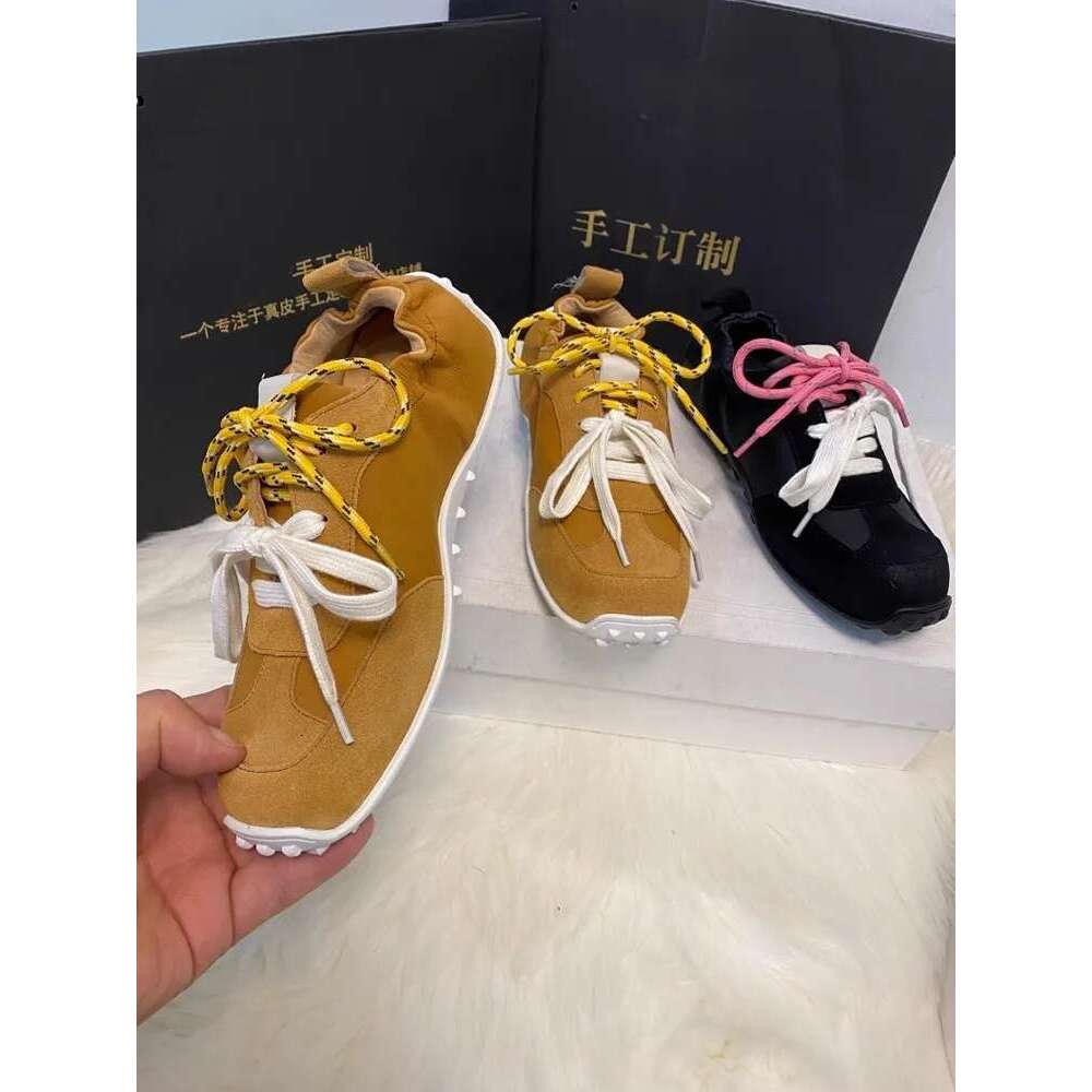 Vintage Genuine Leather Pumps New Designer Lace Up Spring Casual Low Cut Round Toe Breathable Soft Sole Walking Shoes