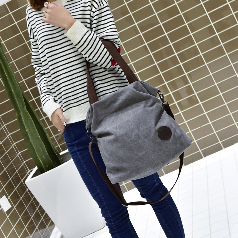 Leisure backpack simple and artistic canvas, hand-held single shoulder crossbody, women's large capacity multi compartment canvas designer bag