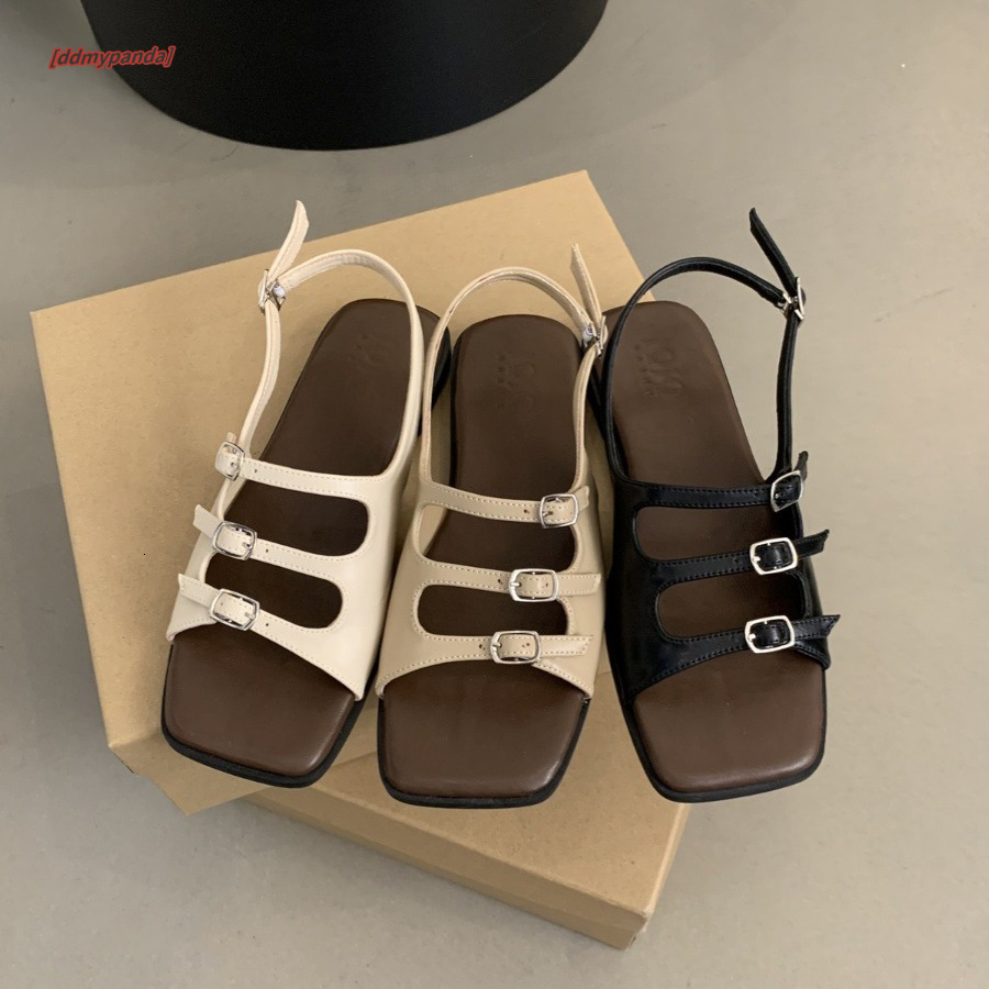 Fashion sandals for women's summer 2025 new French fairy style beach tourism soft flat Roman shoes ddmypanda