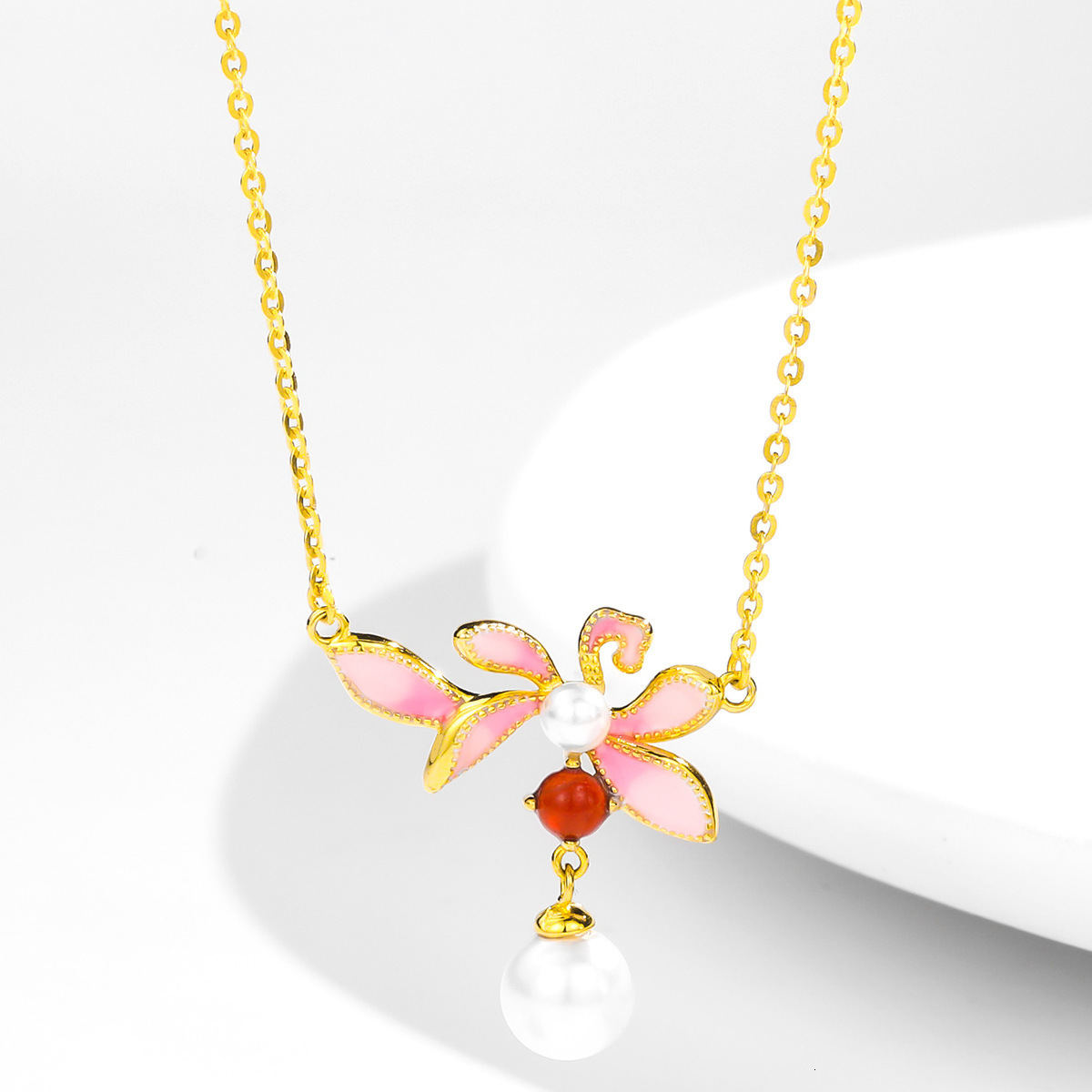 S925 Silver Necklace For Women New Chinese Style National Style Color Glaze Flowers Convallaria Small Design Flowers Sterling Silver Collarbone Chain