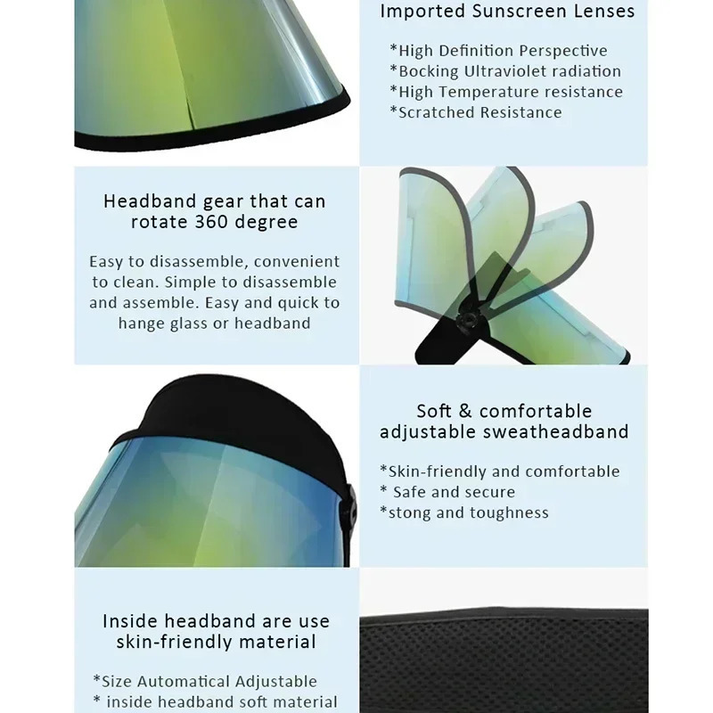 Outdoor Travel Beach Silver Color Sun Visor Hat Anti-uv Protections Scratch Resistant Unisex Soft Plastic PVC Empty Top Sun Hat 250313